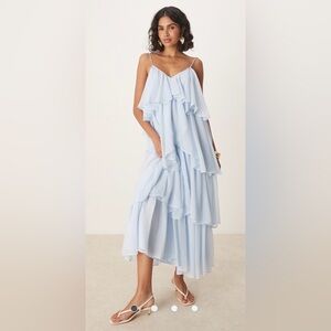 ASOS Light Blue Ruffle Tiered Chiffon Dress – XL, NWT